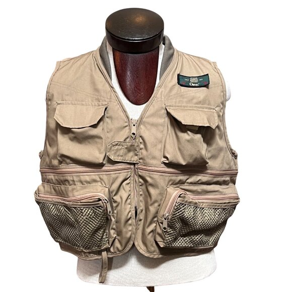 Orvis Mens Khaki Fly Fishing‎ Vest Multiple Pockets & Mesh Accents Large - Picture 1 of 10